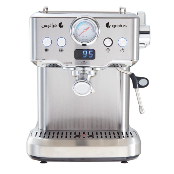 Gratus 1350 Watts The Barista Espresso Coffee Machine with Milk Frother, Brushed Stainless Steel ;20-bar high-pressure Italian pump, 1.8L Detachable Water Tank, Model- GCM918EXFS