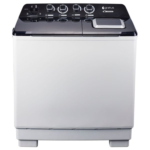 Gratus 24 KG Top Load Semi-Automatic Washing Machine (White/Black), with Lint Filter, Spin-Dry, Model -GSWM24NQ0B