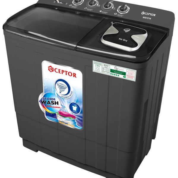 Ceptor 20 KG Top Load Semi-Automatic Washing Machine (White/Transparent black), with Lint Filter, Spin-Dry, Model -WST21K